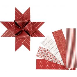 Papieren vlechtstroken, L: 100 cm, B: 40 mm, d 18 cm, rood, wit, 40 stroken/ 1 doos [HOB-22548]