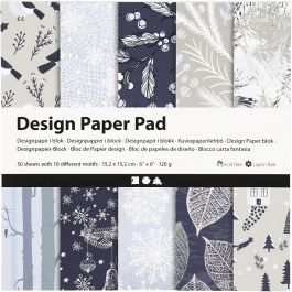 Design papierblok, vel 15,2x15,2 cm, 120 gr, blauw, grijs, 50 vel/ 1 doos [HOB-225906]