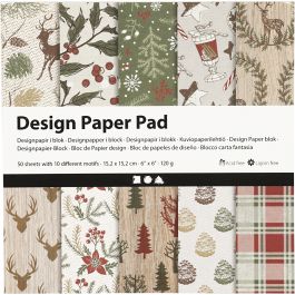 Design papierblok, vel 15,2x15,2 cm, 120 gr, bruin, rood, 50 vel/ 1 doos [HOB-225907]