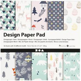 Design papierblok, vel 15,2x15,2 cm, 120 gr, lichtgroen, roze, wit, 50 vel/ 1 doos [HOB-225909]
