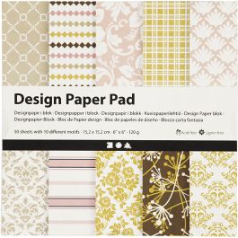 Design papierblok, vel 15,2x15,2 cm, 120 gr, groen, roze, 50 vel/ 1 doos [HOB-225911]