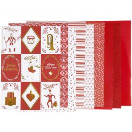 Bloc de papier design, dim. 21x30cm, 120+128 gr, rouge, blanc, 24 flles/ 1 Pq. [HOB-22592]