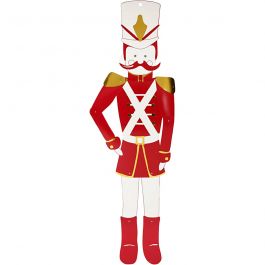 Casse-noisette, H : 110 cm, L : 30 cm, 300 gr, or, rouge, blanc, 1 pièce [HOB-22593]