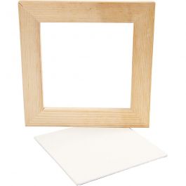 Panneau en toile avec Cadre en Bois, dim. 15x15x0,3cm, blanc, 1 pièce [HOB-226200]