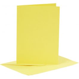 Kaarten en enveloppen, afmeting kaart 10,5x15 cm, afmeting envelop 11,5x16,5 cm, 110+220 gr, geel, 6 set/ 1 doos [HOB-23012]