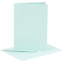 Kaarten en enveloppen, afmeting kaart 10,5x15 cm, afmeting envelop 11,5x16,5 cm, 110+220 gr, lichtblauw, 6 set/ 1 doos [HOB-23013]