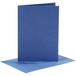 Kaarten en enveloppen, afmeting kaart 10,5x15 cm, afmeting envelop 11,5x16,5 cm, 110+220 gr, blauw, 6set/ 1 doos [HOB-23014]