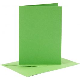 Kaarten en enveloppen, afmeting kaart 10,5x15 cm, afmeting envelop 11,5x16,5 cm, 110+220 gr, groen, 6 set/ 1 doos [HOB-23015]