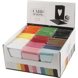 Kaarten en enveloppen, afmeting kaart 10,5x15 cm, afmeting envelop 11,5x16,5 cm, diverse kleuren, 12x10 doos/ 1 doos [HOB-23022]