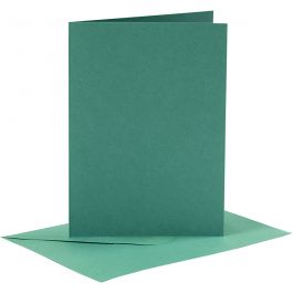 Kaarten en enveloppen, afmeting kaart 10,5x15 cm, afmeting envelop 11,5x16,5 cm, 110+230 gr, donkergroen, 6 set/ 1 doos [HOB-23029]