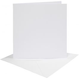 Kaarten en enveloppen, afmeting kaart 15,2x15,2 cm, afmeting envelop 16x16 cm, 230 gr, wit, 4 set/ 1 doos [HOB-230541]