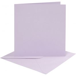 Kaarten en enveloppen, afmeting kaart 15,2x15,2 cm, afmeting envelop 16x16 cm, 210 gr, lichtpaars, 4 set/ 1 doos [HOB-230543]
