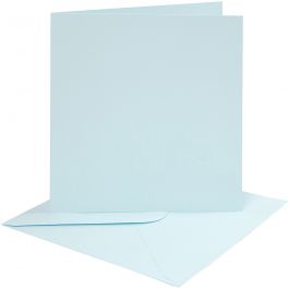 Kaarten en enveloppen, afmeting kaart 15,2x15,2 cm, afmeting envelop 16x16 cm, 220 gr, lichtblauw, 4 set/ 1 doos [HOB-230544]