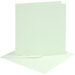 Kaarten en enveloppen, afmeting kaart 15,2x15,2 cm, afmeting envelop 16x16 cm, 210 gr, lichtgroen, 4 set/ 1 doos [HOB-230546]