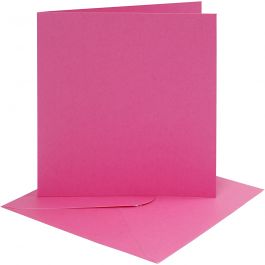 Kaarten en enveloppen, afmeting kaart 15,2x15,2 cm, afmeting envelop 16x16 cm, 220 gr, roze, 4 set/ 1 doos [HOB-230548]