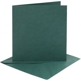 Kaarten en enveloppen, afmeting kaart 15,2x15,2 cm, afmeting envelop 16x16 cm, 230 gr, donkergroen, 4 set/ 1 doos [HOB-230549]