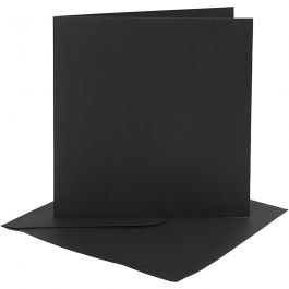 Kaarten en enveloppen, afmeting kaart 15,2x15,2 cm, afmeting envelop 16x16 cm, 230 gr, zwart, 4 set/ 1 doos [HOB-230551]