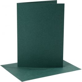 Kaarten en enveloppen, afmeting kaart 12,7x17,8 cm, afmeting envelop 13,3x18,5 cm, 230 gr, donkergroen, 4 set/ 1 doos [HOB-230563]