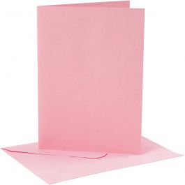 Kaarten en enveloppen, afmeting kaart 12,7x17,8 cm, afmeting envelop 13,3x18,5 cm, 220 gr, roze, 4 set/ 1 doos [HOB-230565]