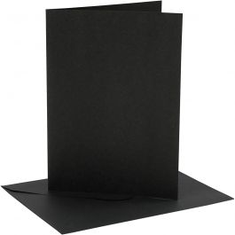 Kaarten en enveloppen, afmeting kaart 12,7x17,8 cm, afmeting envelop 13,3x18,5 cm, 230 gr, zwart, 4 set/ 1 doos [HOB-230567]