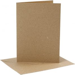 Kaarten en enveloppen, afmeting kaart 12,7x17,8 cm, afmeting envelop 13,3x18,5 cm, 230 gr, naturel, 4 set/ 1 doos [HOB-230568]
