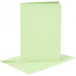 Kaarten en enveloppen, afmeting kaart 10,5x15 cm, afmeting envelop 11,5x16,5 cm, 120+210 gr, lichtgroen, 6 set/ 1 doos [HOB-23104]