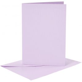 Kaarten en enveloppen, afmeting kaart 10,5x15 cm, afmeting envelop 11,5x16,5 cm, 120+210 gr, lichtpaars, 6 set/ 1 doos [HOB-23105]