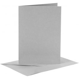 Kaarten en enveloppen, afmeting kaart 10,5x15 cm, afmeting envelop 11,5x16,5 cm, 120+210 gr, grijs, 6 set/ 1 doos [HOB-23106]