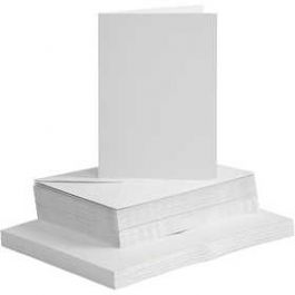 Kaarten en enveloppen, afmeting kaart 10,5x15 cm, afmeting envelop 11,5x16,5 cm, wit, 50sets [HOB23111]
