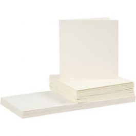 Kaarten en enveloppen, afmeting kaart 15x15 cm, afmeting envelop 16x16 cm, off-white, 50sets [HOB23119]