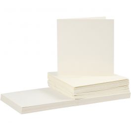 Kaarten en enveloppen, afmeting kaart 15x15 cm, afmeting envelop 16x16 cm, 110+220 gr, off-white, 50 set/ 1 doos [HOB-23119]