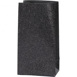 Papieren Zakken, H: 17 cm, afm 6x9 cm, 170 gr, zwart, 8 stuk/ 1 doos [HOB-23139]