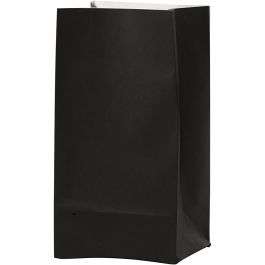 Papieren zakken, zwart,  17 cm,  6x9 cm, 80 gr, 10 stuk/ 1 doos [HOB-23156]