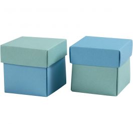 Vouwdoos, afm 5,5x5,5 cm, 250 gr, lichtturquoise/donkerturquoise, 10 stuk/ 1 doos [HOB-233008]
