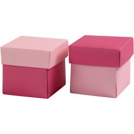 Vouwdoos, afm 5,5x5,5 cm, 250 gr, roze, 10 stuk/ 1 doos [HOB-233009]