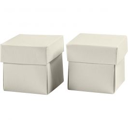Vouwdoos, afm 5,5x5,5 cm, 250 gr, off-white, 10 stuk/ 1 doos [HOB-233021]