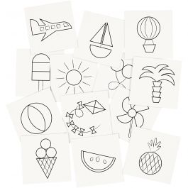 Cartes pour jeu de mémoire, dim. 7x7 cm, 400 gr, blanc, 1 set [HOB-233190]