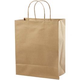 Papieren Zakken, H: 33 cm, B: 26x13 cm, 125 gr, bruin, 10 stuk/ 1 doos [HOB-23368]