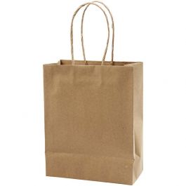 Papieren Zakken, H: 23 cm, B: 18x9 cm, 125 gr, bruin, 10 stuk/ 1 doos [HOB-23369]