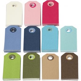 Etiquettes cadeaux colorées, dim. 6x3 cm, Le contenu peut varier , ass. de couleurs, 200 ass./ 1 Pq. [HOB-234010]
