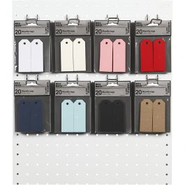 Manilla-labels, afm 3x8 cm, 220 gr, diverse kleuren, 8x10 doos/ 1 doos [HOB-234023]
