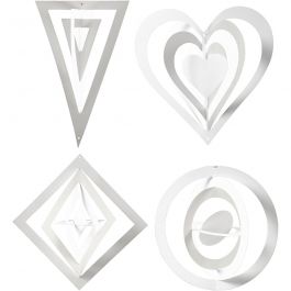 Ornements 3D, H : 18+22+24 cm, L : 15+18+22 cm, 230 gr, blanc, 16 pièces/ 1 Pq. [HOB-23467]
