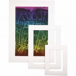 Passepartout lijsten, A3,A4,A5, afm 17x23 + 25x34 + 35+48 cm, dikte 0,4 mm, 270 gr, wit, 75 stuk/ 1 doos [HOB-23601]