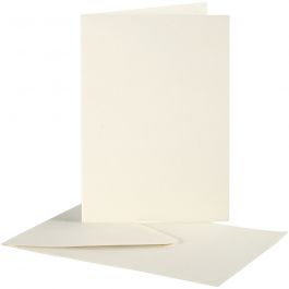 Kaarten & Enveloppen, afmeting kaart 10,5x15 cm, afmeting envelop 11,5x16,5 cm, off-white, 10set/ 1 doos [HOB-23708]