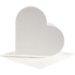 Cartes en forme de coeur, dimension carte 12,5x12,5cm, dimension enveloppes 13,5x13,5cm, blanc cassé, 10 set/ 1 Pq. [HOB-23760]