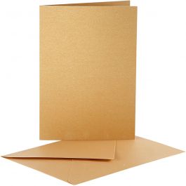 Cartes nacrées et enveloppes, dimension carte 10,5x15cm, dimension enveloppes 11,5x16,5cm, or, 10set/ 1 Pq. [HOB-23823]