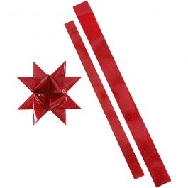Sterstroken, L: 86+100 cm, B: 25+40 mm, d 11,5+18,5 cm, rood, rood glitter, 16 stroken/ 1 doos [HOB-24348]