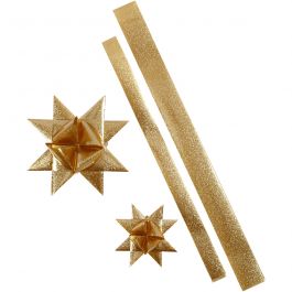 Sterstroken, L: 86+100 cm, B: 25+40 mm, d 11,5+18,5 cm, goud glitter, 16 stroken/ 1 doos [HOB-24356]