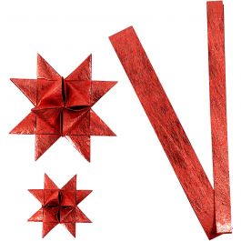 Papieren vlechtstroken, L: 44+78 cm, B: 15+25 mm, d 6,5+11,5 cm, rood, 32 stroken/ 1 doos [HOB-24392]