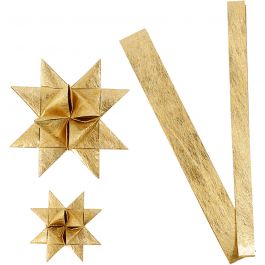Papieren vlechtstroken, L: 44+78 cm, d 6,5+11,5 cm, B: 15+25 mm, goud, 32 stroken/ 1 doos [HOB-24393]